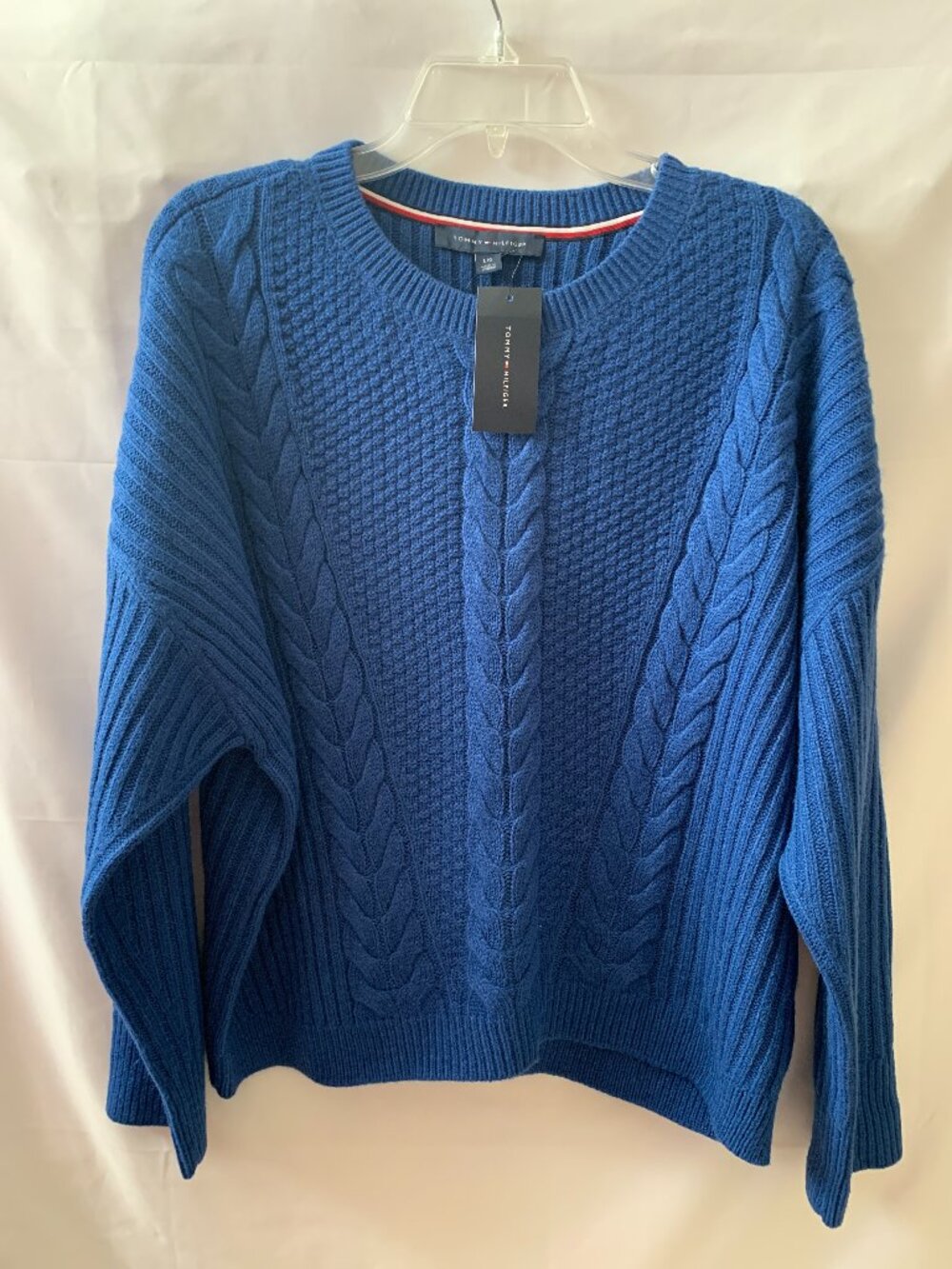 TOMMY HILFIGER Cable Knit Dolman Sweater in Navy Sz LARGE